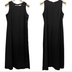 Misty Lane Dress Linen Blend Shift Midi Sleeveless Black Classic Neutral 12